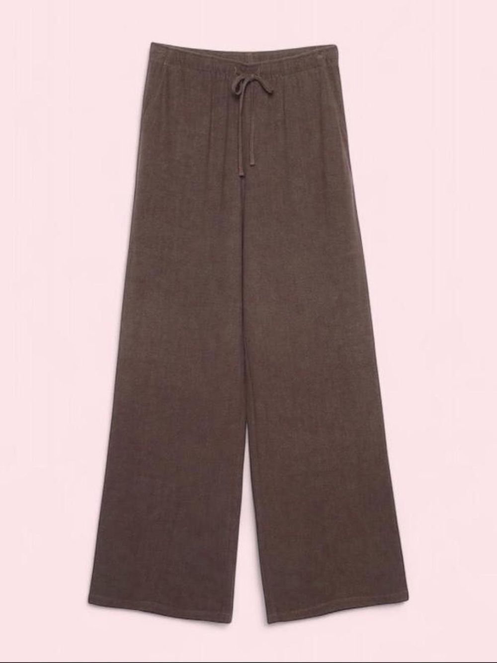 Brown Straight Leg Linen Trousers